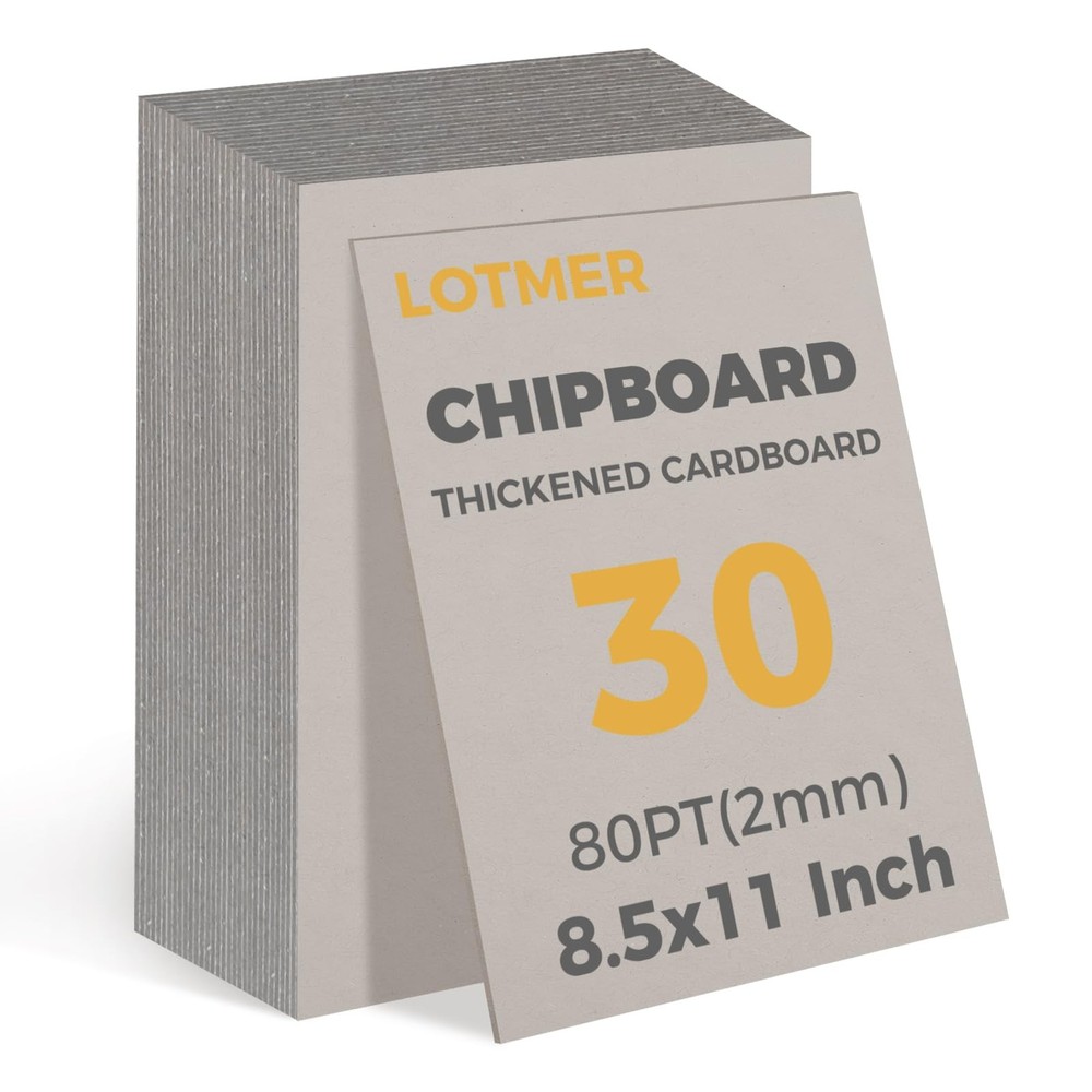 30 Sheets Heavy-Duty Chipboard 8.5 x 11 80 PT-2MM Thick Binding Covers Crafts