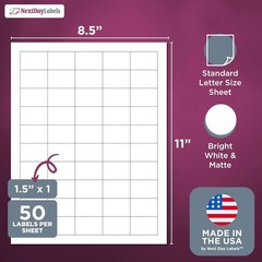 1250 White Rectangle Labels 1.5×1 inch for Laser Inkjet Printer Shipping Mail