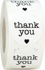 500 White Thank You Stickers – 1 Inch Round Adhesive Labels for Packaging, Gifts