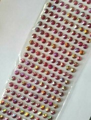 CraftbuddyUS 240 pcs x 8 mm Self Adhesiv Faceted Round Gems,Color- AB CERISE