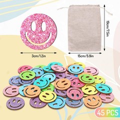 Glitter Smile Extra Tokens Reward Jar 45 PCS Happy Face Wooden Cutouts Classroom