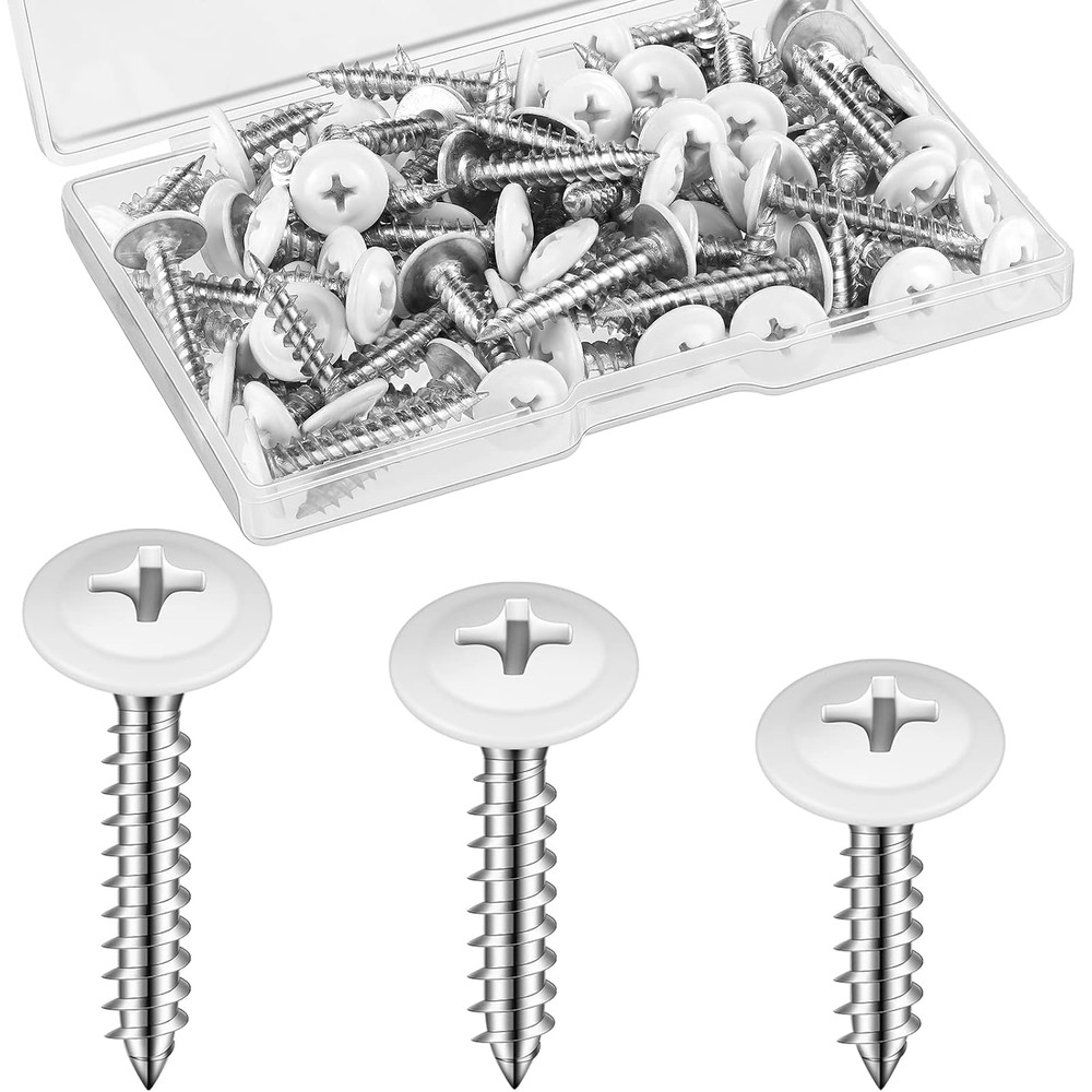 Demissle 120 Pcs #8 White Wood Screws Fast Self Tapping Wall Plate Screws White