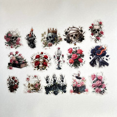 Skulls Rose Stickers Goth Junk Journals Collage Scrapbooking