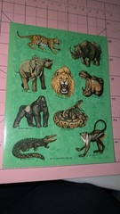 Vintage Hallmark Stickers Animal Safari Lion Snake Hippo Gorilla Gator 1 Sheet