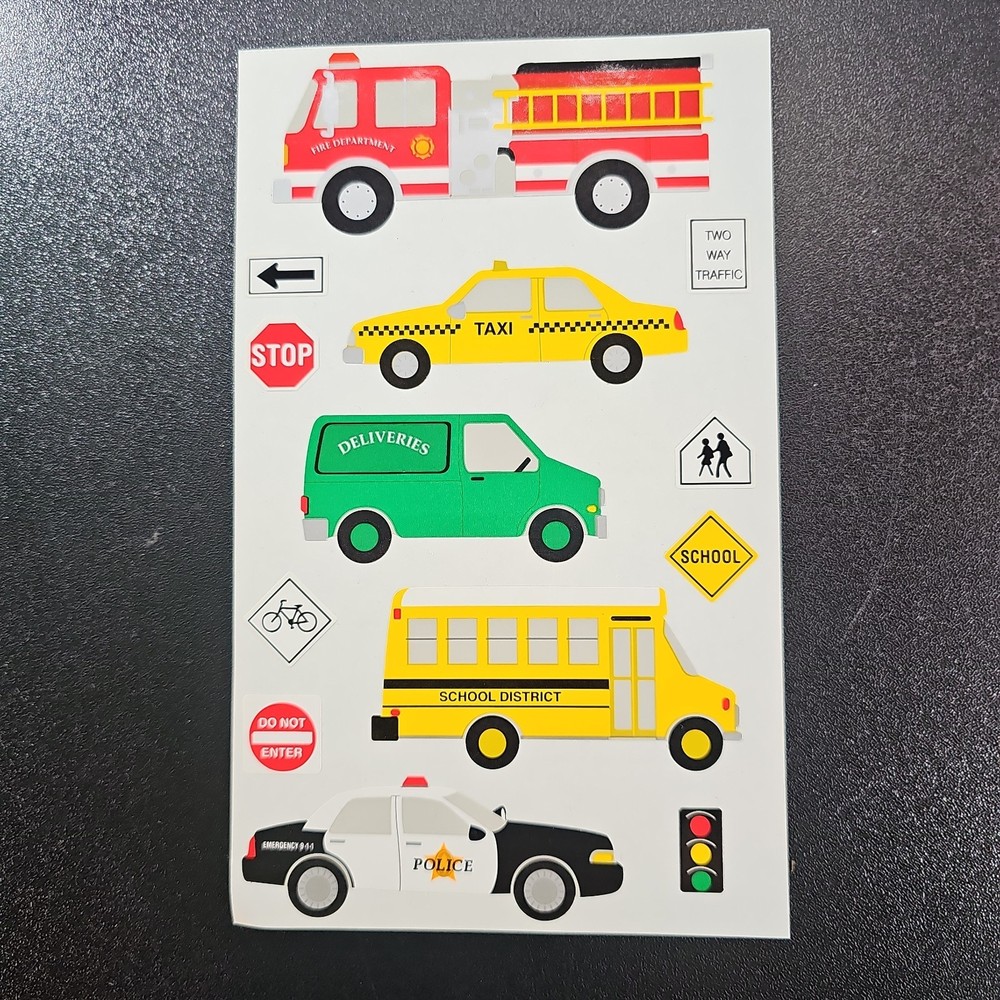 Mrs. Grossman’s Giant Stickers – Vehicles – Taxi, Bus, Firetruck –