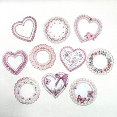 Pretty Pink Floral Heart Stickers Valentine’s Day Junk Journal Collage Scrapbook