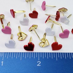 20 Heart Brads SweetHeart Style 4 Clrs Hearts Valentines Day Cards Scrapbooking