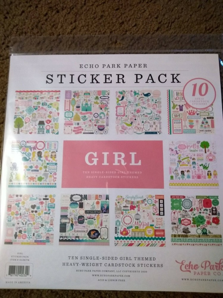 Crafts 12X12 Lot 10 Cardstock Sticker Sheets EP Girl Theme Princess Mermaids