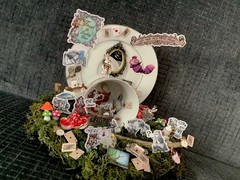 Alice in Wonderland tea cup collage will stir the imagination
