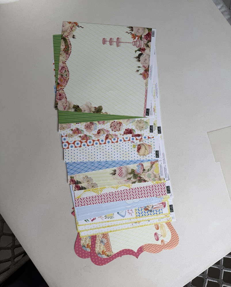 Webster’s Pages Let’s Celebrate Set 12×12 Paper, Flowers Trim Petals Scrapbook