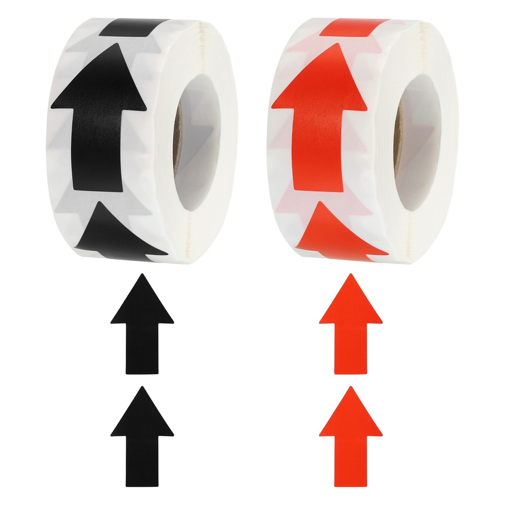 2Pcs Arrow Sticker Labels 500 Count/Roll 1.3×2 Inch Red Black for Scrapbooking