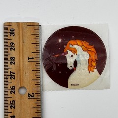 VTG 10 Lot Unicorn Head Stickers Night Stars 1983 Sky Ent LA CA Round 2″ 80s