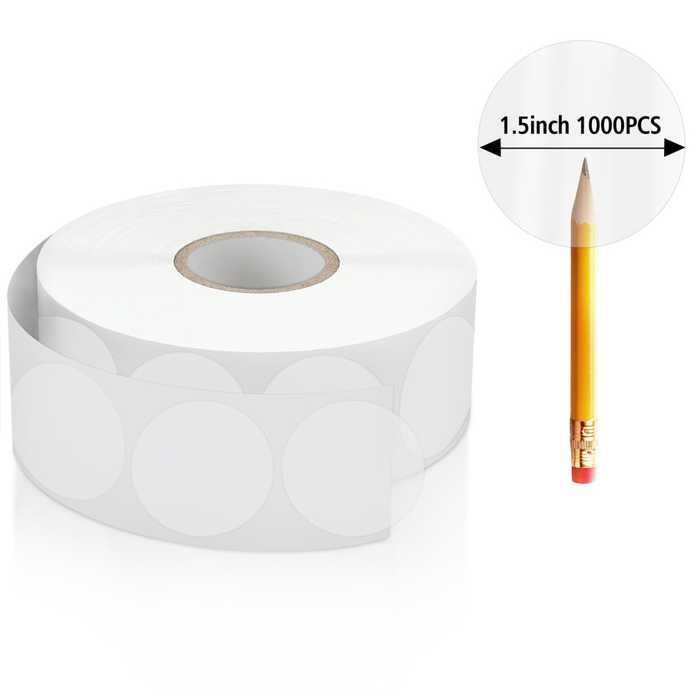 1000-Pack Clear Circle Seal Stickers，1.5-Inch Self-Adhesive Wafer Dots Label …