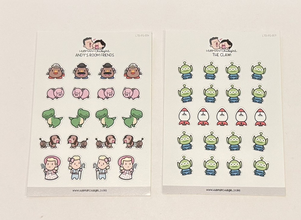 Hubman and Chubgirl Toy Story Planner Sticker Set of 2 NEW