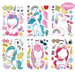 24 Sheets Make Your Own Unicorns Sticker, Unicorns Party Favors Face Stickers…