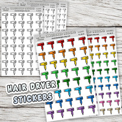 Hair Dryer Stickers, Mini Icon Reminder Planner stickers, Journals, Scrapbooks