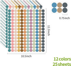 Boho 4200 PCS 0.75 Inch 12 Colors round Colored Dot Stickers