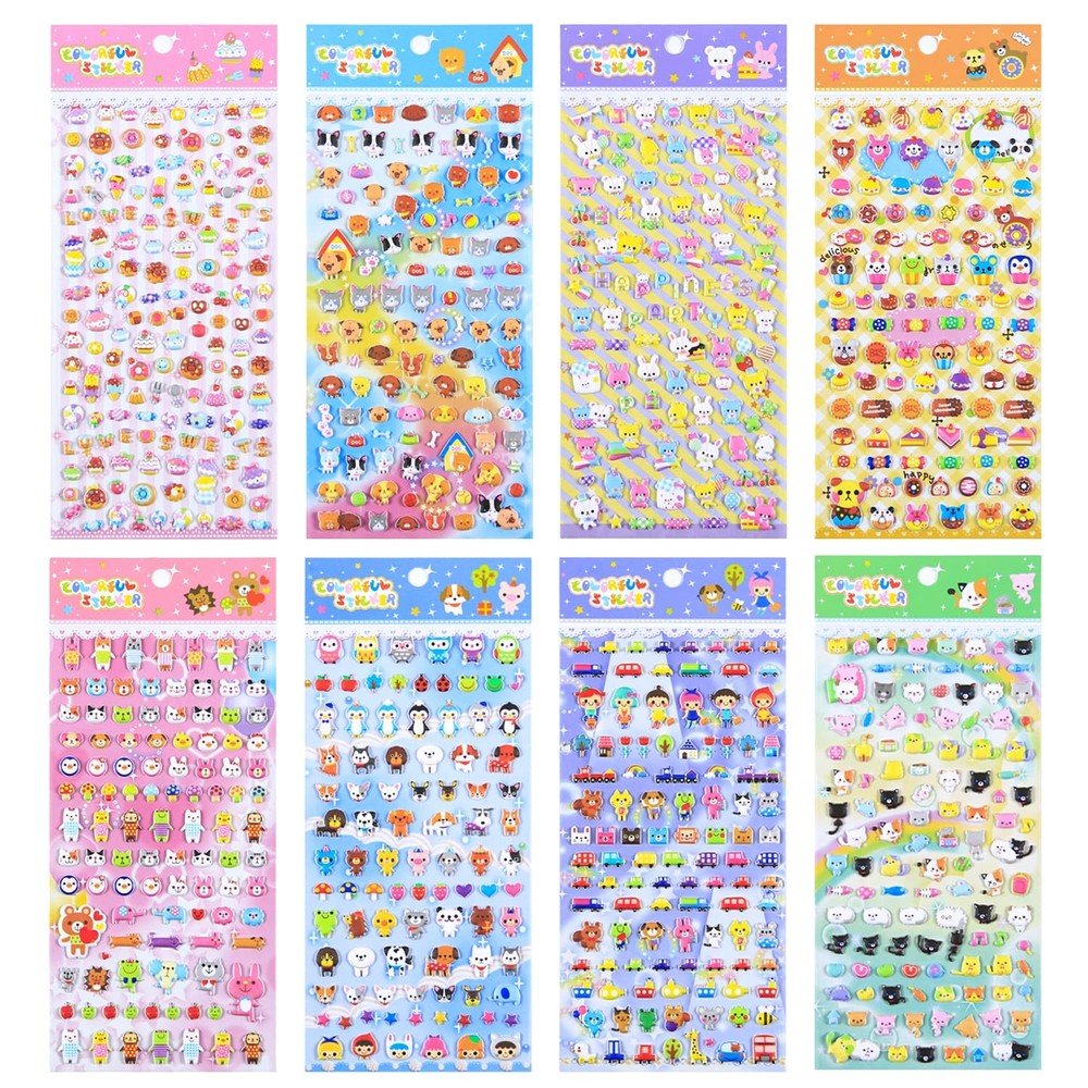 870 PCS Cute Mini Puffy Stickers for Kids Girls 3D Small Tiny Colorful