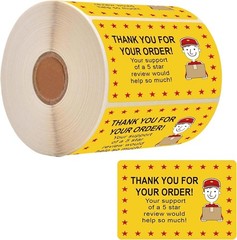 250 Pcs Star Review Delivery Labels Thank You for Your Order Stickers 2 X 3 Inch