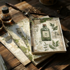 160 Sheets Vintage Flower Scrapbook Paper Green Collage Flowers No Repeating Pat