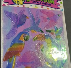 Rare Vintage Stickers NIP Sandy Lion Mother Of Pearl Opal Iridescent Birds