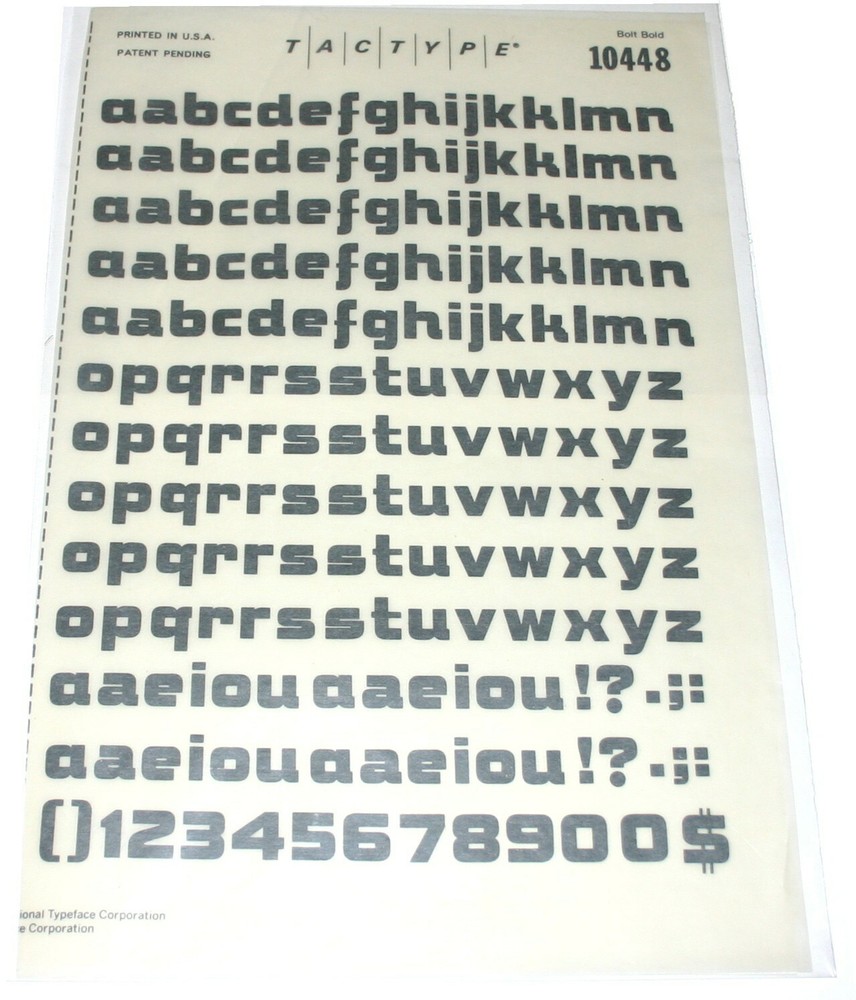 TACTYPE 10448 BOLT BOLD 12 x 16 Medium Sheet Dry Transfer