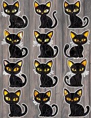 Stained Glass Cat Die Cut Vinyl Stickers Set Scrapbooking Laptop Waterbottle
