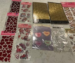 NEW LOT OF 15 PACKAGES OF HEART/LOVE STICKERS-NICE VARIETY-LOW PRICE!