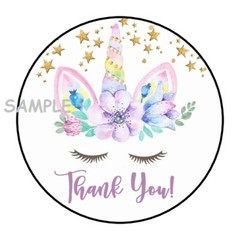 30 Pretty Floral Unicorn Thank You Envelope Seals Labels Stickers 1.5″ Round