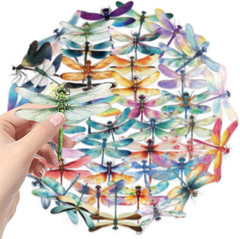50 Pcs Dragonfly Stickers for Scrapbooking, PET Transparent Decorative Stickers