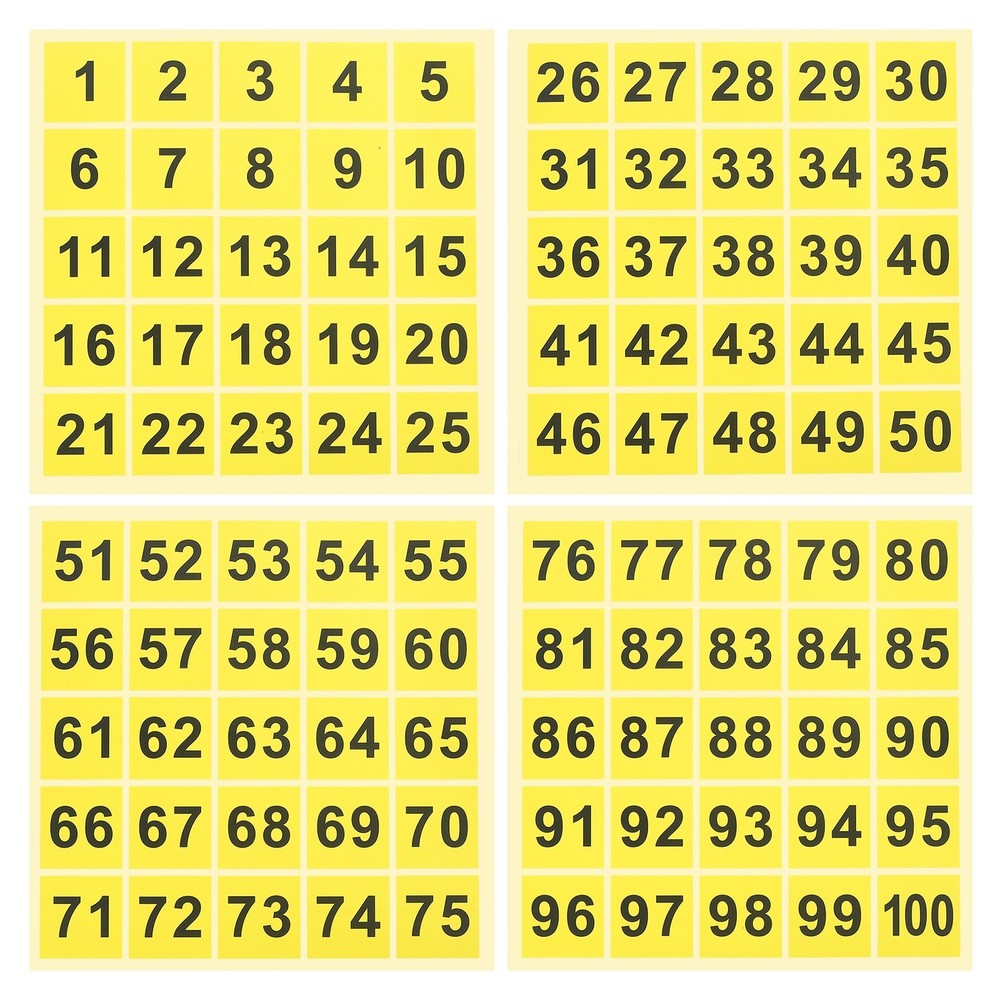 1.5″ Consecutive Number Stickers, 1 Set Self Adhesive Number Decals, Yellow