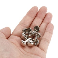 100pcs 12x20mm Mini Brads Round Paper Fasteners for Art Crafting, Silver Tone
