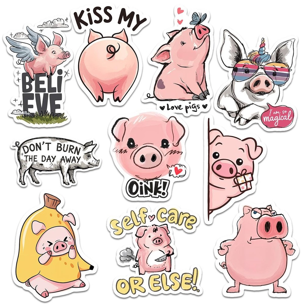 Vybonz 3 inch pig stickers 10 pack