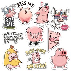Vybonz 3 inch pig stickers 10 pack
