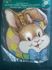 Vintage Kitschy American Greetings Forget Me Not Easter Bunny Die-Cut 21 in NOS