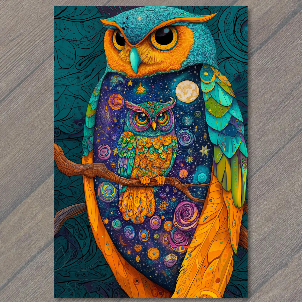 STICKER Trippy Owls Surreal Stars Cosmic Galaxy Psychedelic Space Dreamy Feath