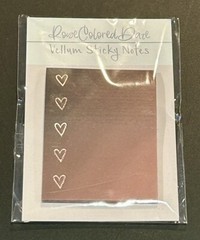 Rose Colored Daze Mocha w Rose Gold Heart Checklist Vellum Sticky Notes 1.5×1.9”
