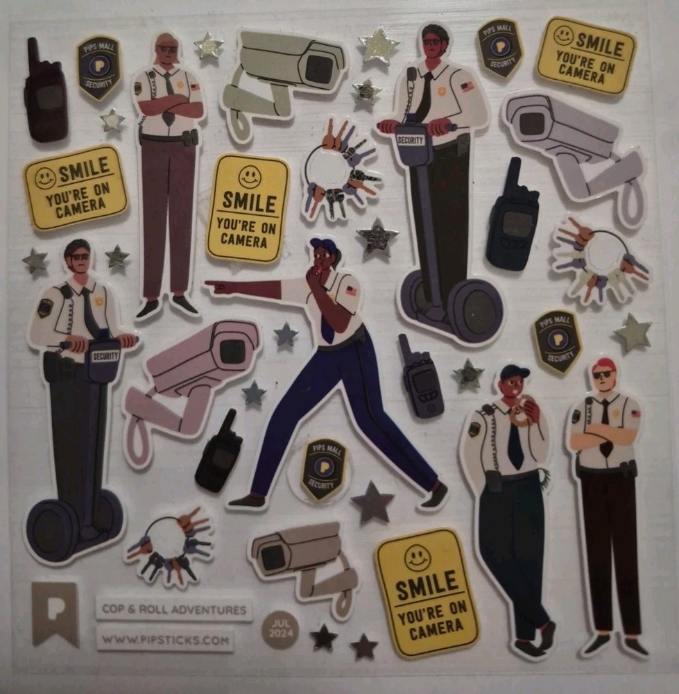 Pipstick Sticker Sheet 4×4 «Cop & Roll Adventures» From Jul 2024