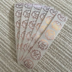 36 Rose Gold Thank You Stickers, 1” Round Floral Foil Labels, Envelope Seals