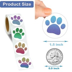 600 Pcs Dog Paw Stickers Roll for Kids 1.5 Inch Round Puppy Dog Paw Label Sti…