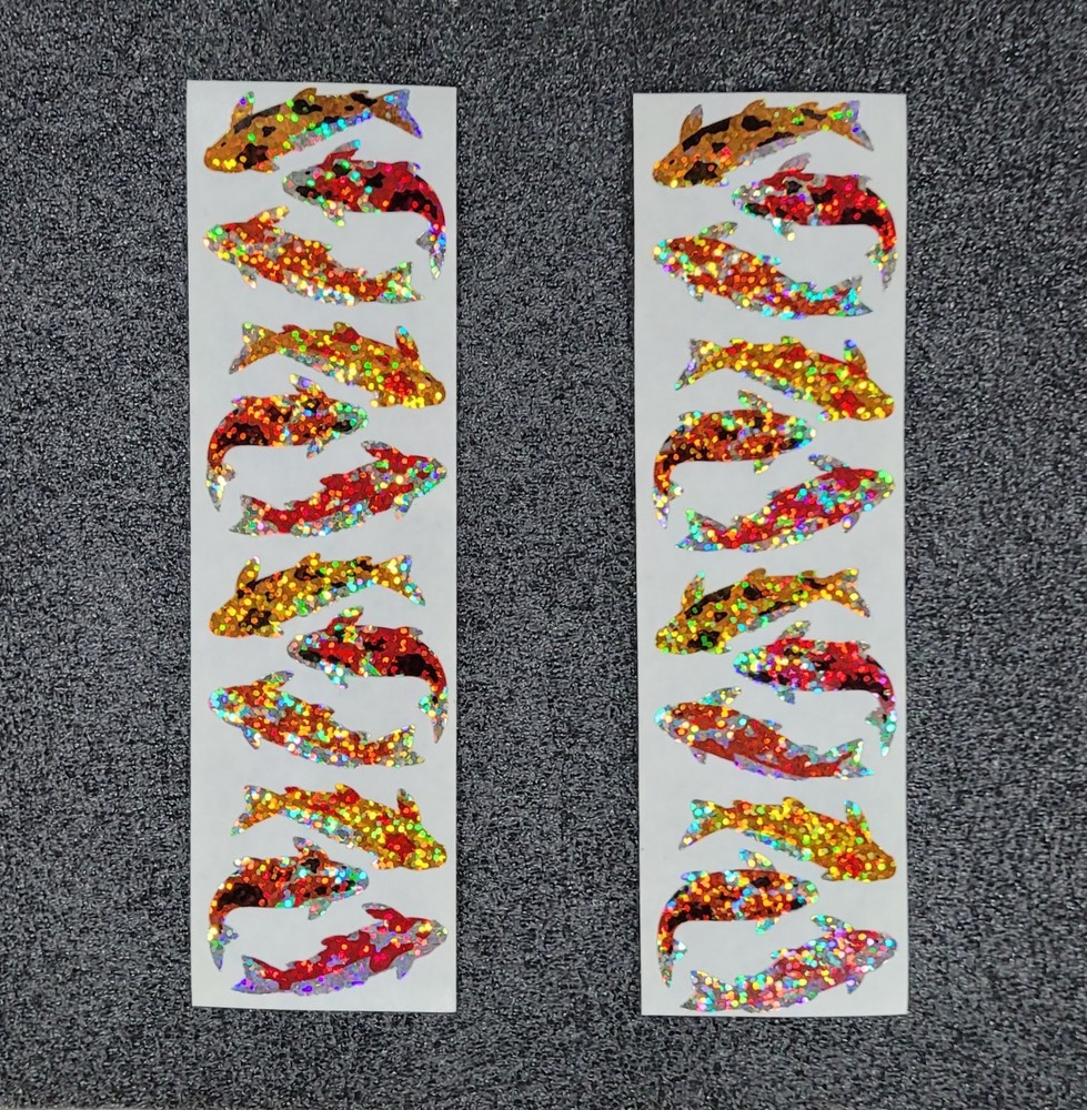 RARE VINTAGE «KOI FISH» STICKERS! HAMBLY STUDIOS 1980S HOLO FOIL COLLECTABLE