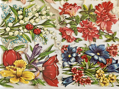 VTG VICTORIAN SCRAP PZB WILD FLOWERS MIXED FLORALS DIECUTS GERMANY