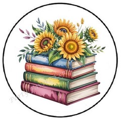 SUNFLOWER BOOKS READING ENVELOPE SEALS LABELS STICKERS PARTY FAVORS