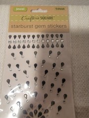Gems Black Clear Jewels Rhinestones Starburst Bling Crafter’s Square Stickers