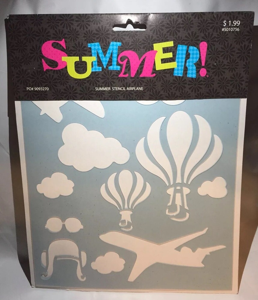 Hobby Lobby Summer Airplane Stencil Sheet Scrapbook Crafting Art Collage Airport
