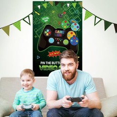 Pin the Button on the Video Games with 32PCS Stickers 20’’ X 28’’ Large Video…
