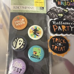 K & Company Halloween Themed Scrapbooking Pins and unknown brand stickers