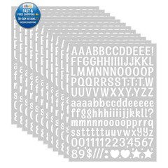 1860 Letter Stickers 12 Sheets Small Alphabet 0.5 inch, White