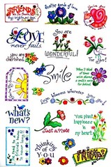 CLEAR FLOWER WORD SAYINGS STICKERS SEALS 8.5″ X 5 3/4″ Sheet Friends Love #37B