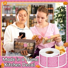 500 Count Cottage Food Law Labels Stickers 1.5” Pink Square Food Stickers Mad…